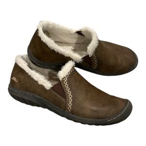 JBU by JAMBU Women's Willow Slip-On Memory Foam Shoe Brown Size 8.5 Faux Fur